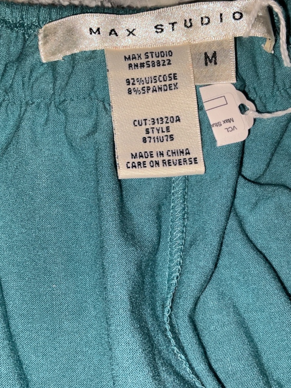 NWT Max Studio  Teal Ruched Empire Waist  Top Size M - Picture 6 of 6